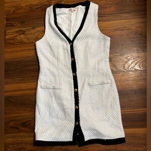 BeBop Ivory Tweed V-Neck Dress